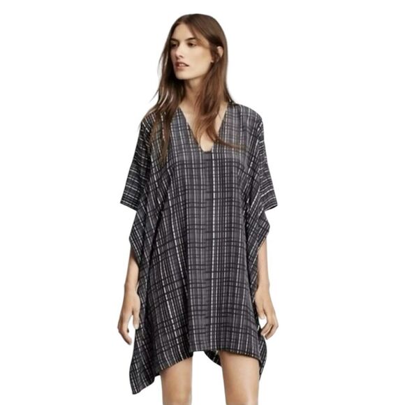 Vince Interlace Print 100% Silk V-Neck Caftan Dress Size S